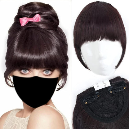 8 inch clip in fringe bangs for an instant hairstyle change, perfect for versatile looks
