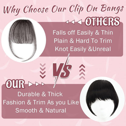 8 inch clip in fringe bangs comparison showing durability and styling options for natural looks