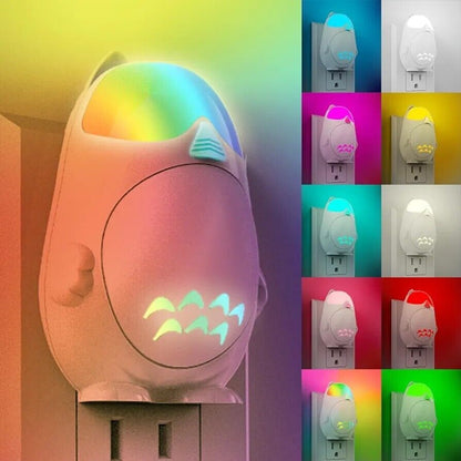 Colour changing night light plug in with playful design and multiple vibrant colours for a soothing ambience
