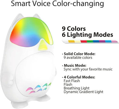 Smart Voice Colour Changing Night Light Plug In with 9 colours and 6 lighting modes for a vibrant atmosphere