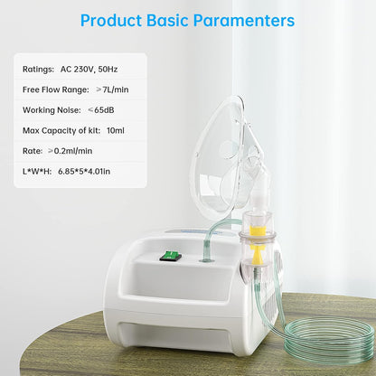 Hangsun compact compressor nebuliser machine with clear tubing and mask for easy respiratory treatment
