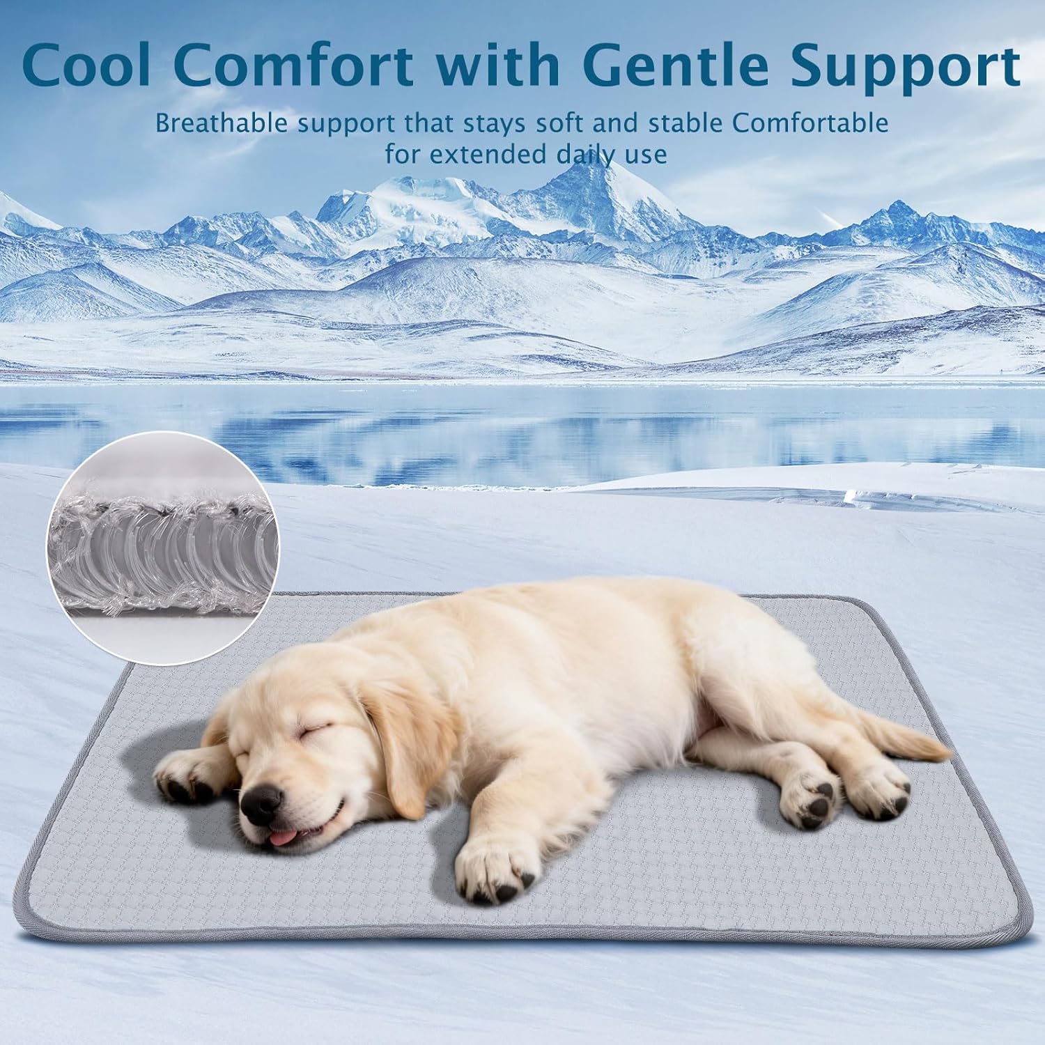 Cooling dog mat for pets, providing breathable comfort and gentle support for hot days