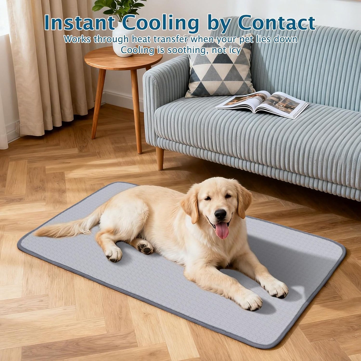 Cooling dog mat for pets, designed for instant cooling through heat transfer for hot days
