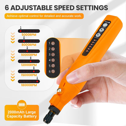 HARDELL cordless rotary tool kit 4V with 6 adjustable speed settings for precision projects
