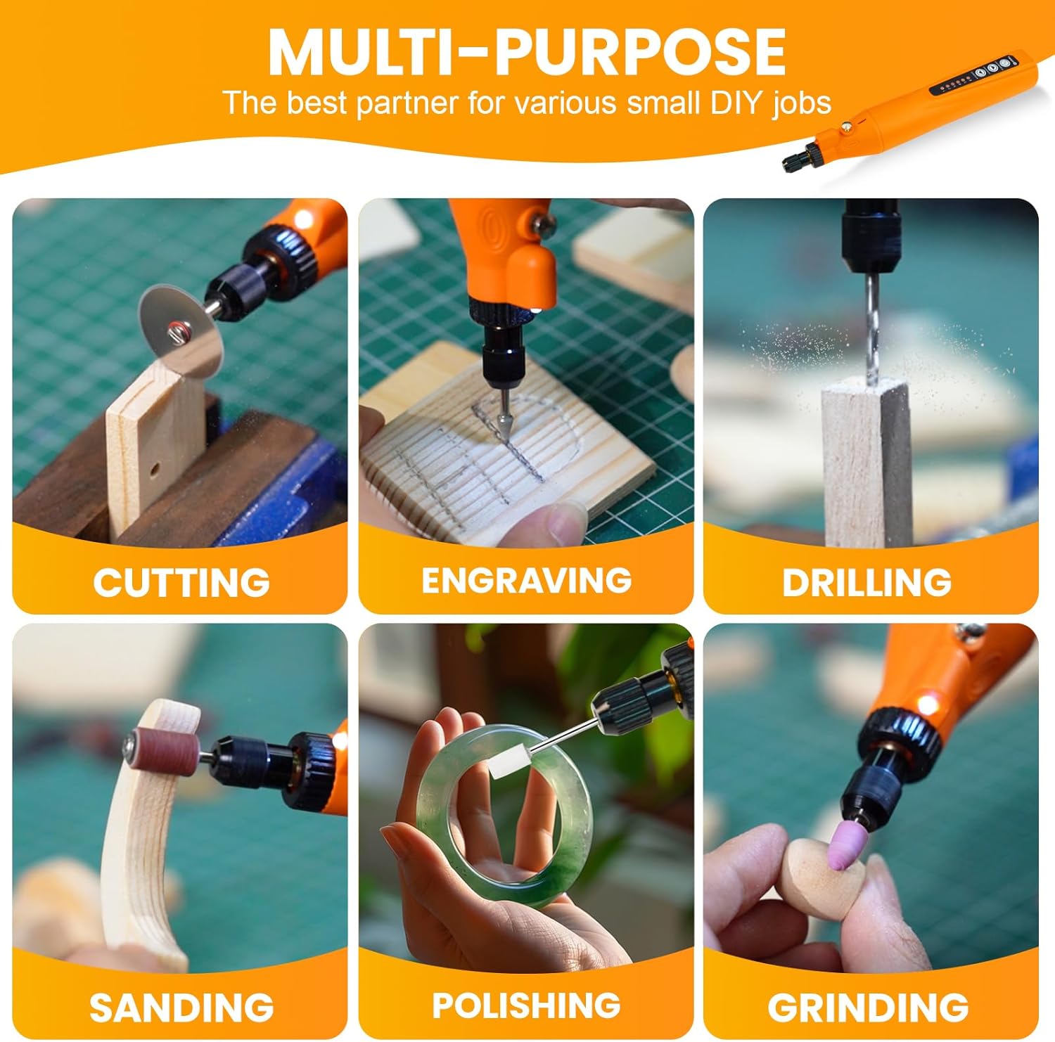 HARDELL cordless rotary tool kit 4V for cutting, engraving, drilling, sanding, polishing, and grinding DIY projects