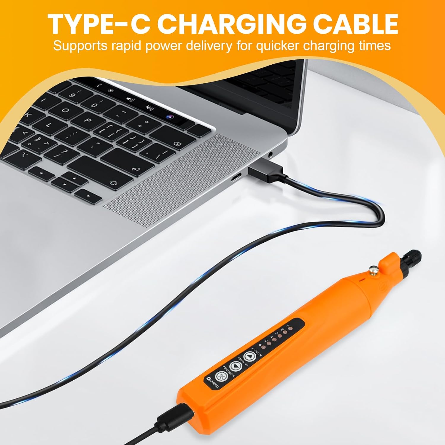 HARDELL cordless rotary tool kit 4V with Type-C charging cable for quick power delivery