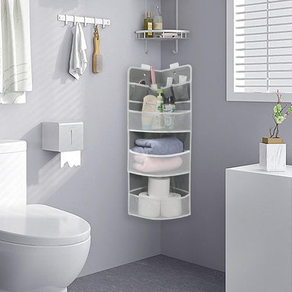 JarM corner hanging 3 tier shelf designed for efficient bathroom storage and organisation
