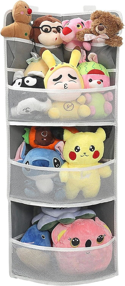 JarM corner hanging 3 tier shelf for storing and displaying plush toys efficiently