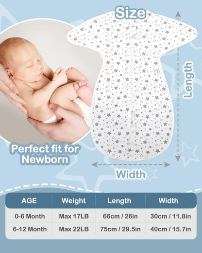 Moxtoyu cotton baby swaddle blanket in star pattern, perfect fit for newborns up to 6 months