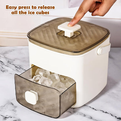 Countertop ice maker machine with easy press release button and ice cube storage drawer