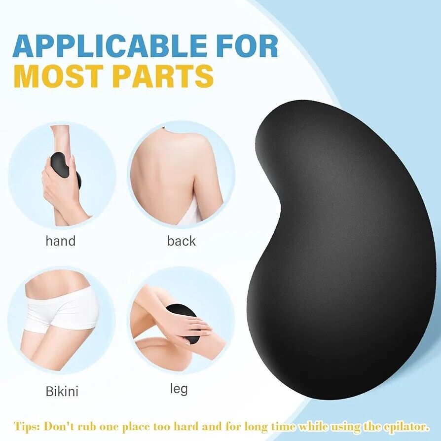 Crystal hair eraser for legs shown with tips for use on hands, back, and bikini areas