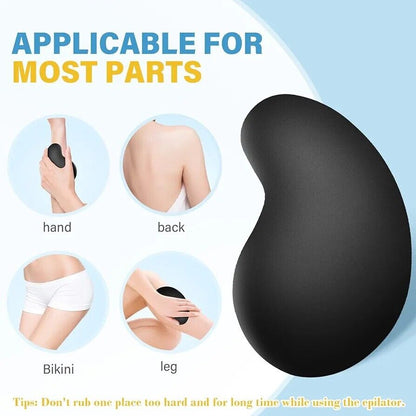 Crystal hair eraser for legs shown with tips for use on hands, back, and bikini areas