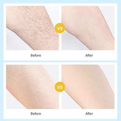 Before and after images showing smooth results with crystal hair eraser for legs