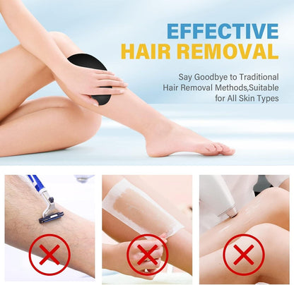 Crystal hair eraser for legs demonstrating effective hair removal technique on smooth skin