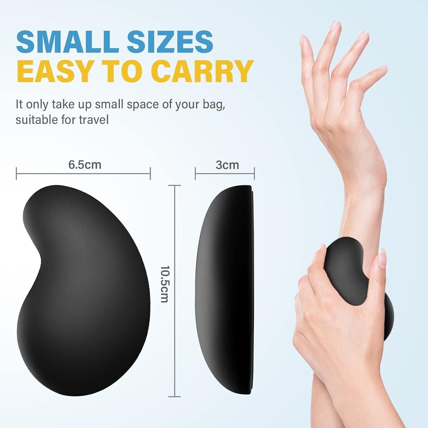 Compact black crystal hair eraser for legs, designed for easy travel and convenience