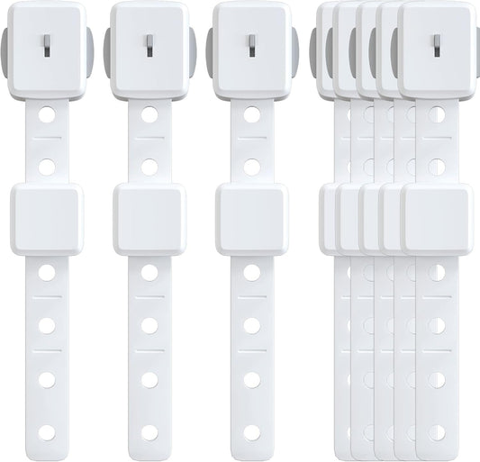 ANGNYA cupboard locks for children in white, designed to keep curious little hands safe