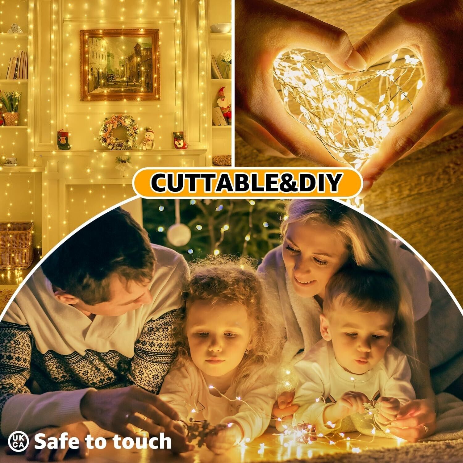 Curtain fairy lights indoor outdoor designed for DIY decoration, safe to touch and cuttable for custom length