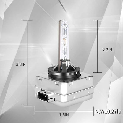 D3S xenon bulb replacement with dimensions of 3.3 inches by 2.2 inches for efficient lighting