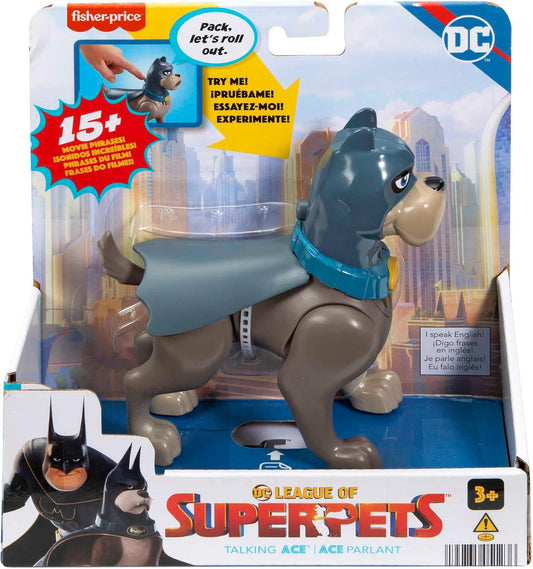 Fisher-Price DC Super Pet League Ace talking toy with 15+ sounds for interactive playtime
