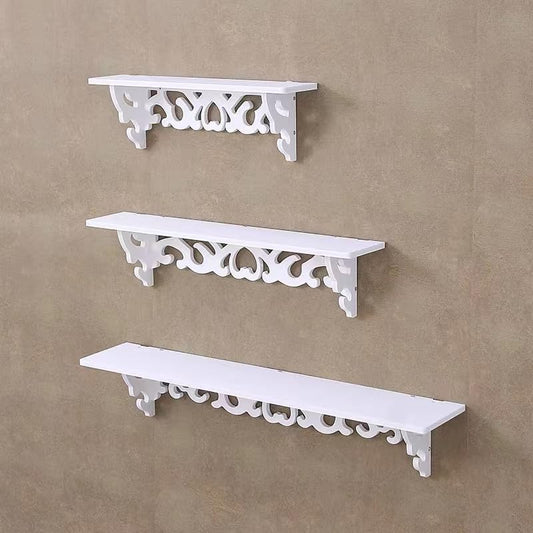 Kokay-xy decorative floating shelves set in white with intricate cut-out designs for home decor
