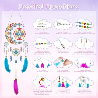 AONYIYI diamond painting kit moon and feather with detailed operations for crafting enthusiasts