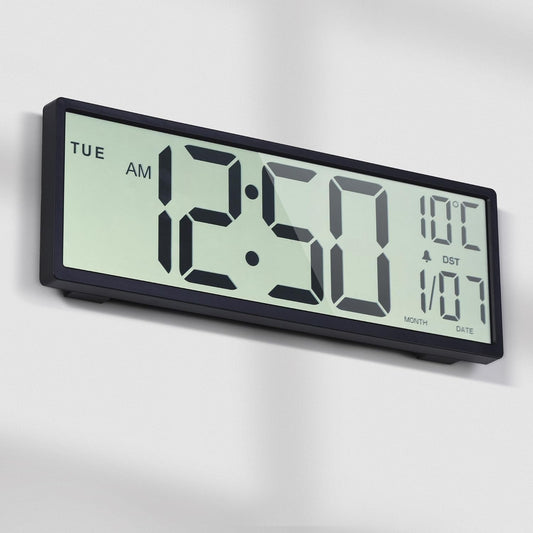 Mee 2ou digital wall clock battery operated with large display showing time and date