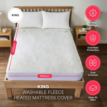 Dimplex machine washable heated mattress cover king size with dual controls and overheat protection