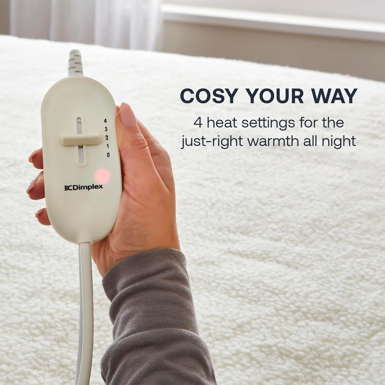 Dimplex machine washable heated mattress cover king size with easy-to-use controller and four heat settings