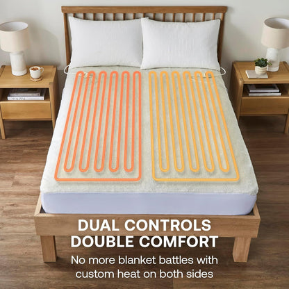 Dimplex machine washable heated mattress cover king size with dual controls for custom comfort.