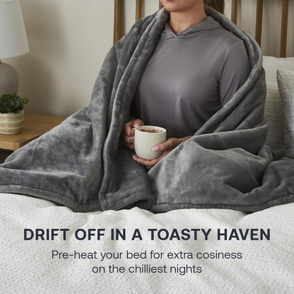 Dimplex washable electric blanket UK in grey, providing warmth and comfort for chilly nights