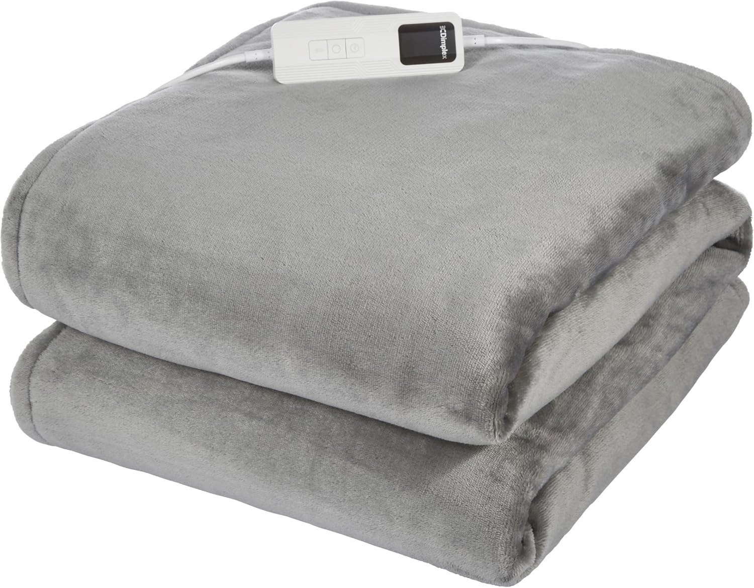 Dimplex washable electric blanket UK in soft grey with a remote control for easy warmth adjustment