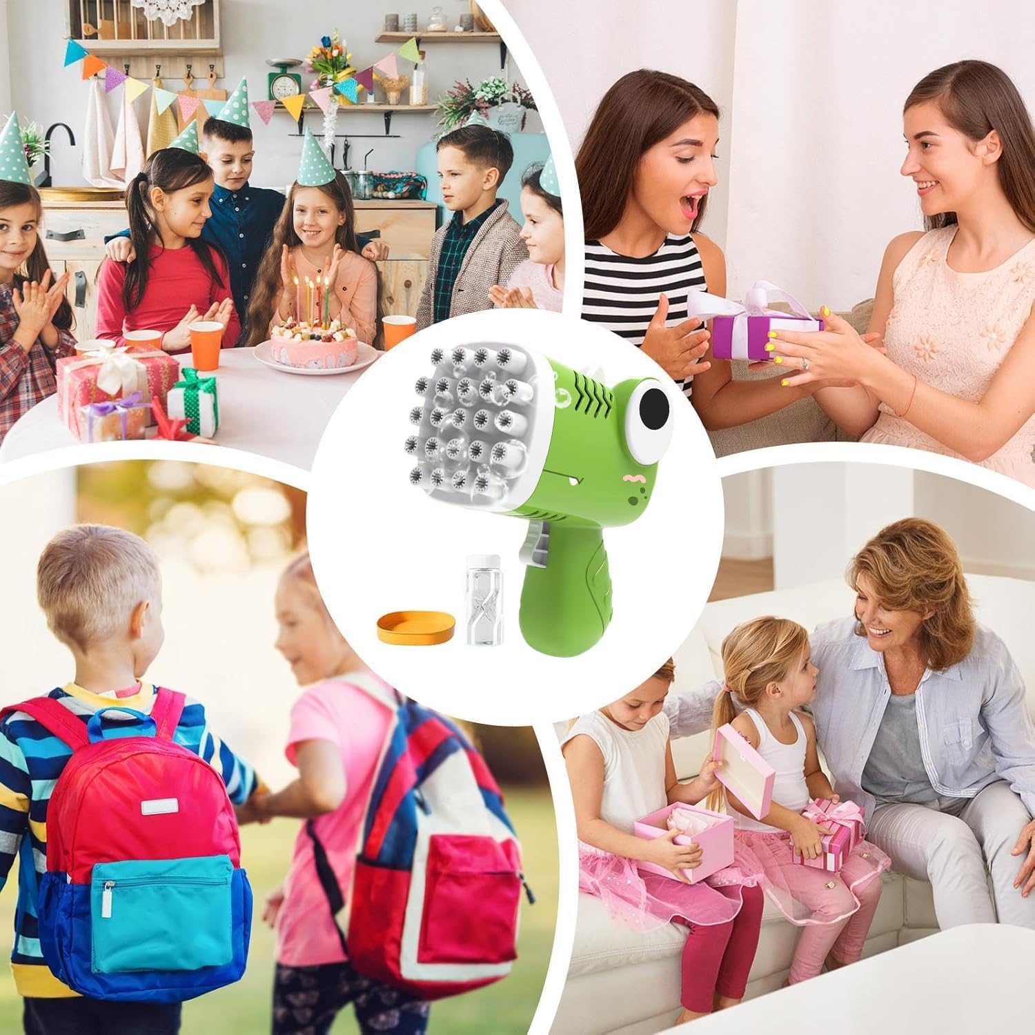 Ruutcasy dinosaur bubble machine for toddlers creating fun bubbles at a birthday party