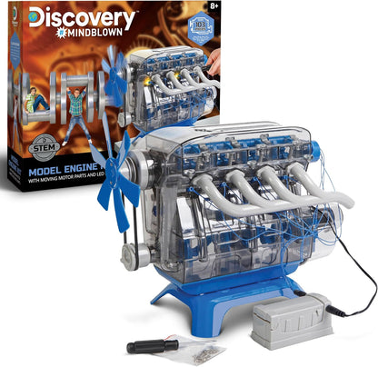 Discovery Model Engine Kit for Kids with Moving Parts and LED Lights for STEM Learning