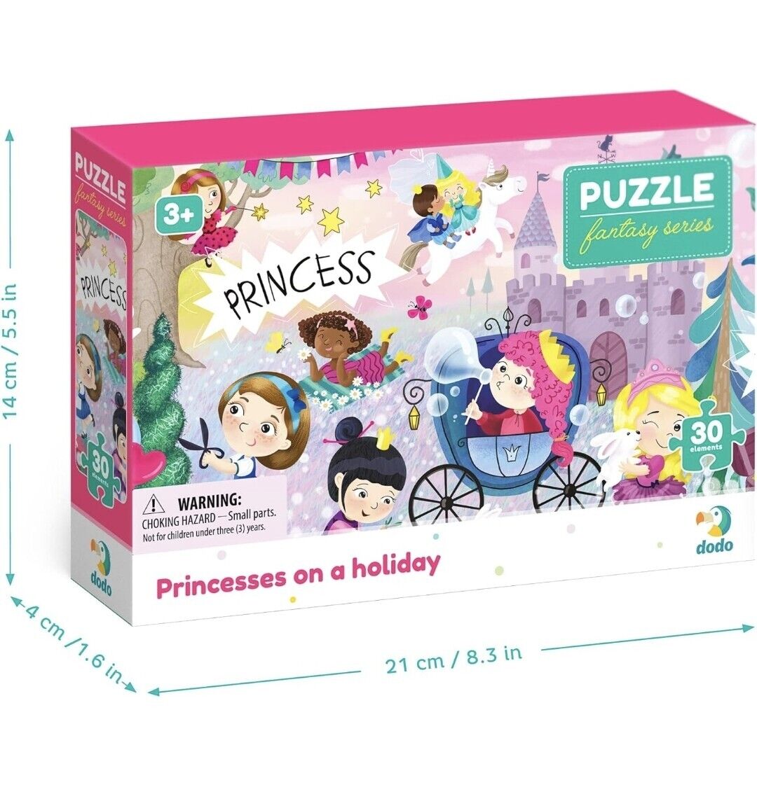 Princess jigsaw puzzle for kids featuring colourful scenes and charming characters in a holiday theme