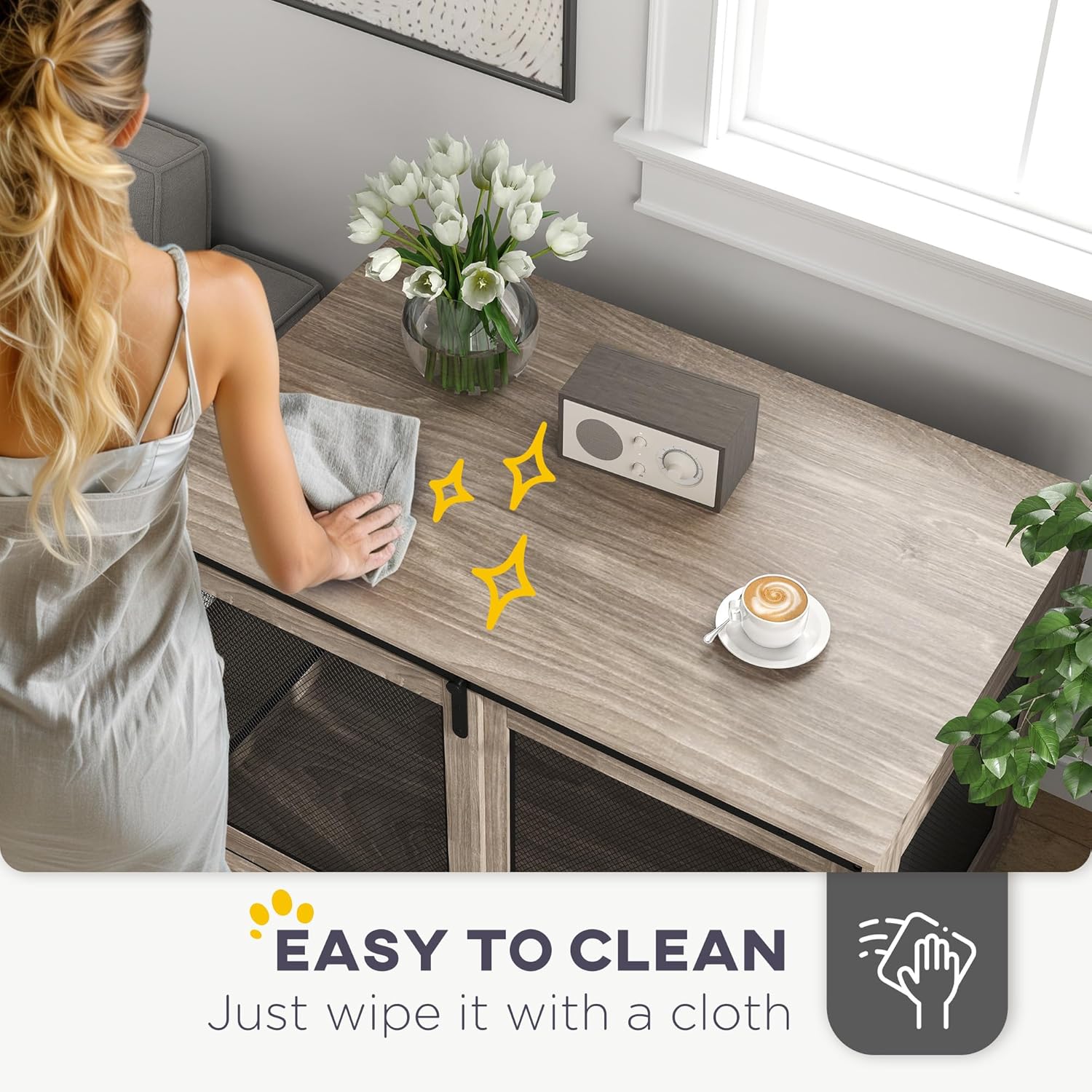 Pawhut dog cage end table for large dogs with easy clean surface and stylish design