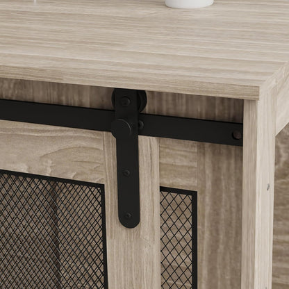 Pawhut dog cage end table for large dogs with a stylish wood design and metal accents