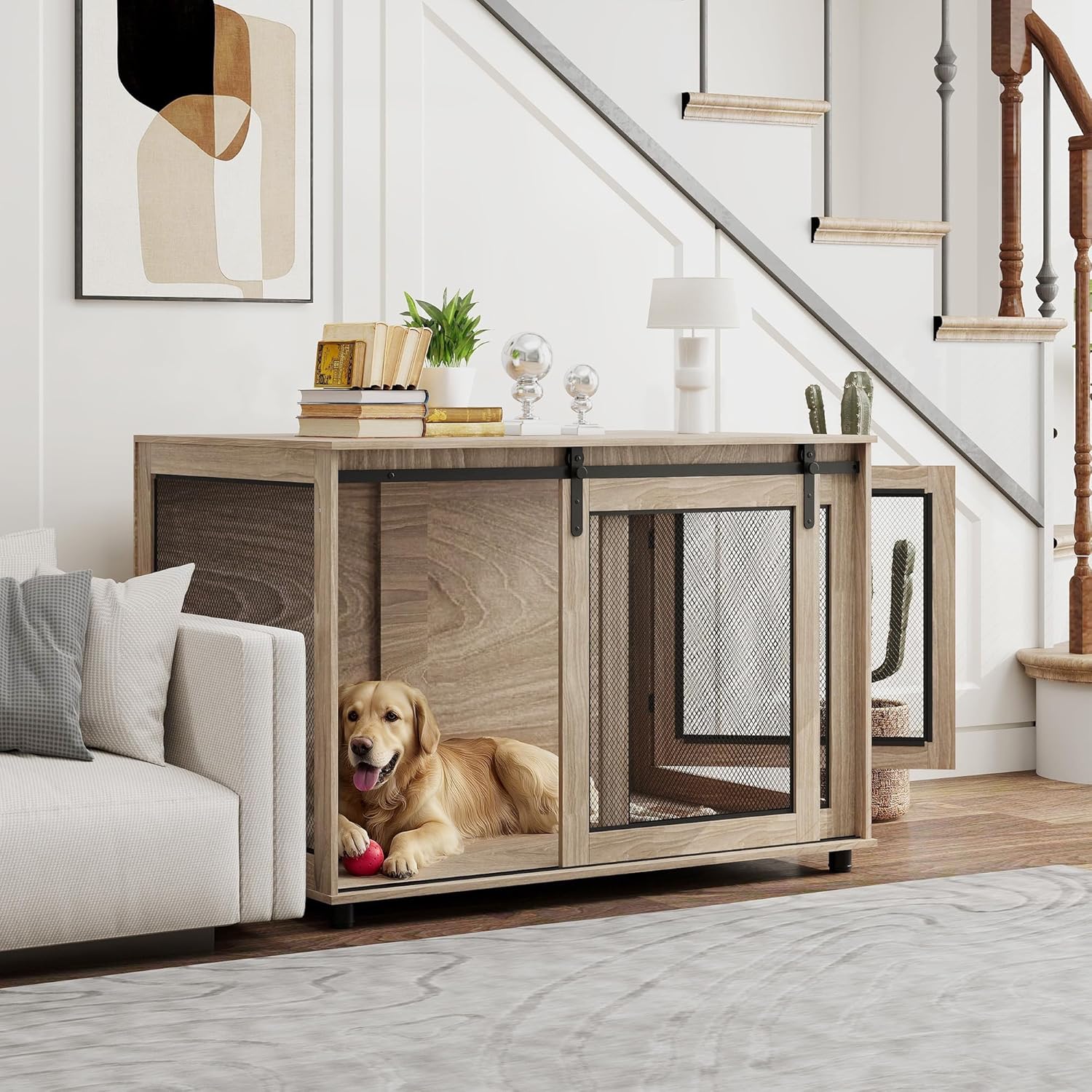 Pawhut dog cage end table for large dogs with a stylish design and spacious interior for comfort