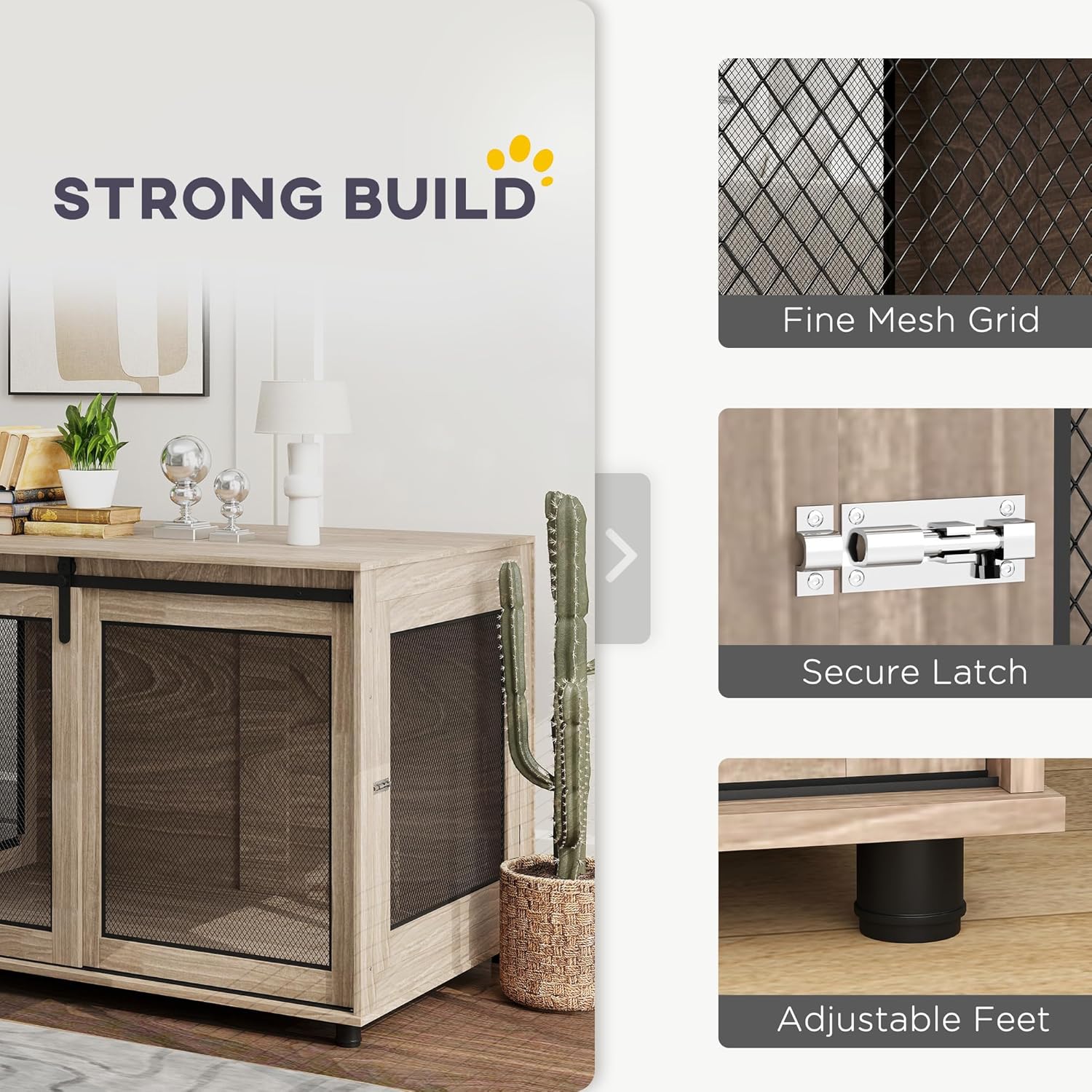 Pawhut dog cage end table for large dogs with secure latch and adjustable feet for stable placement