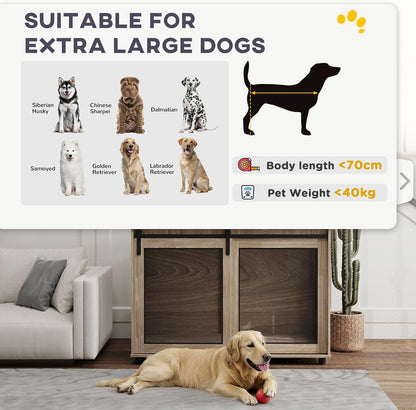Pawhut dog cage end table for large dogs with suitable size guide for various breeds