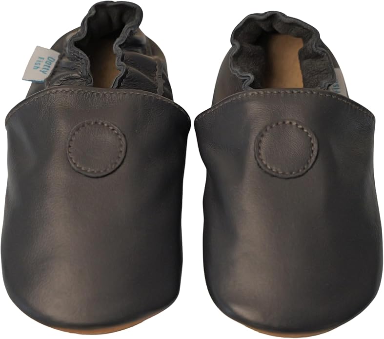 Dotty Fish barefoot leather shoes for children in soft black leather with elasticated ankle design