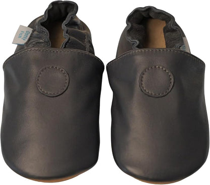 Dotty Fish barefoot leather shoes for children in soft black leather with elasticated ankle design