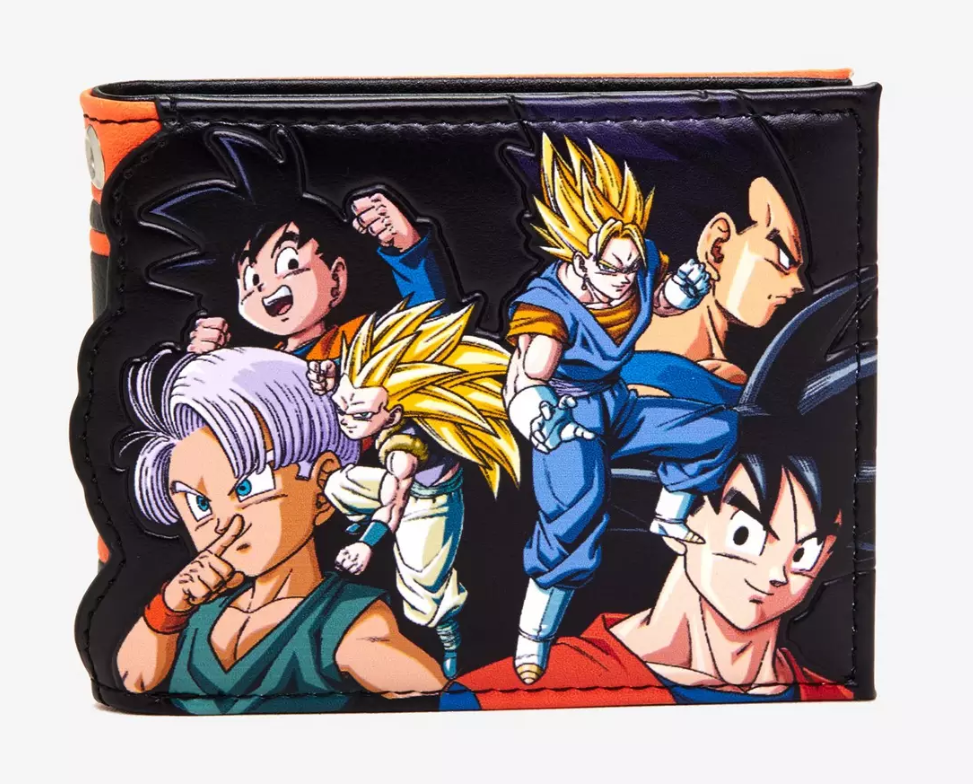 Dragon Ball Z group character wallet featuring iconic characters like Goku and Vegeta in vibrant colours