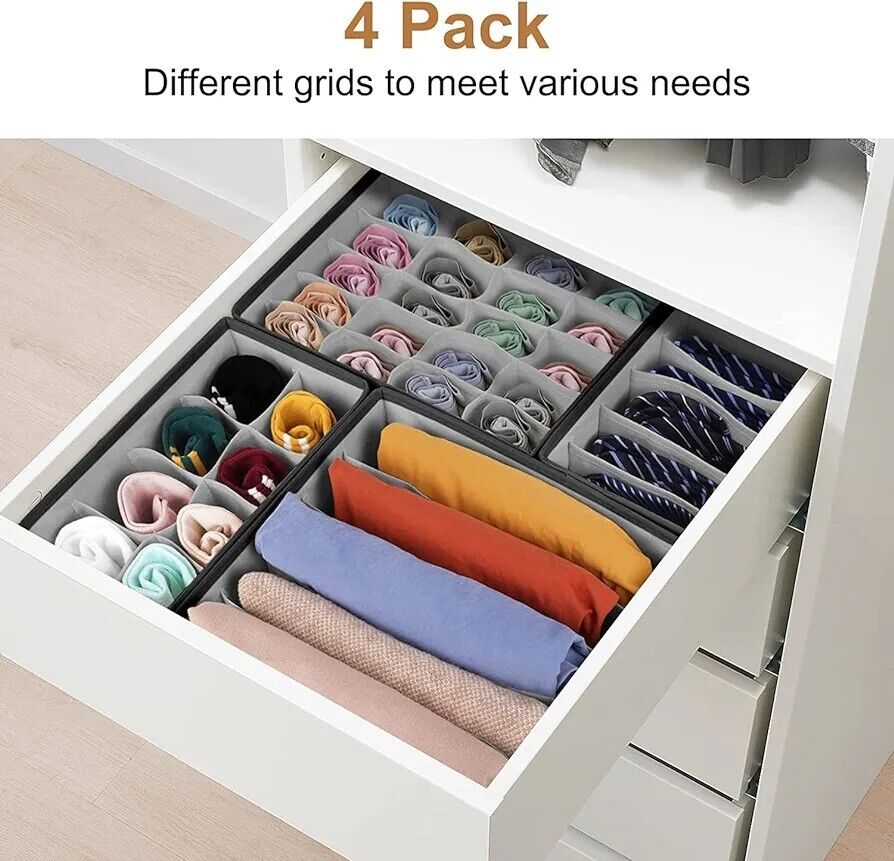 Bingobang 4 Pack Drawer Organiser Divider with various grids for tidy storage solution