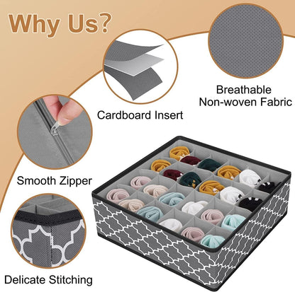Bingobang drawer organiser divider in grey with breathable fabric and cardboard insert for tidy storage