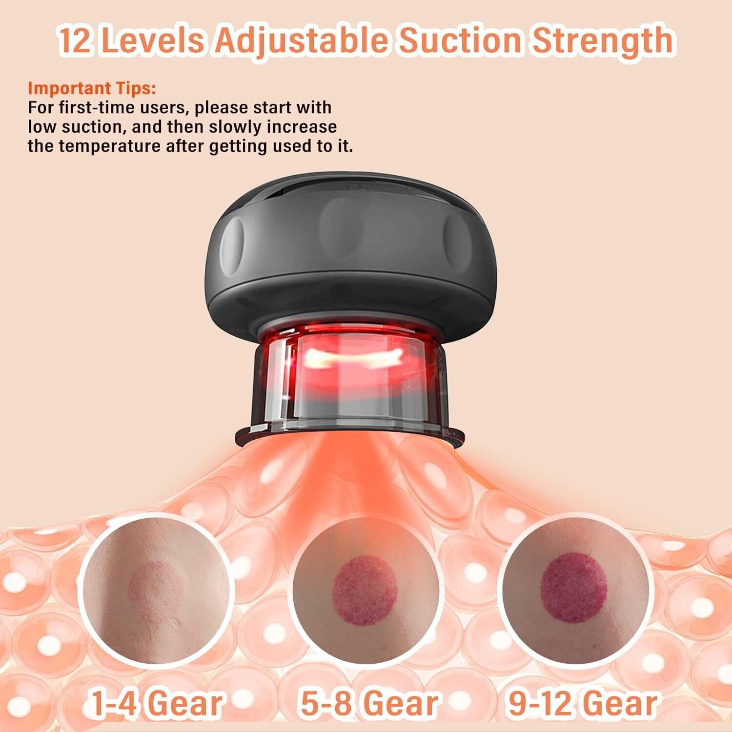 Emooncn electric cupping therapy device with adjustable suction strength for effective therapy sessions