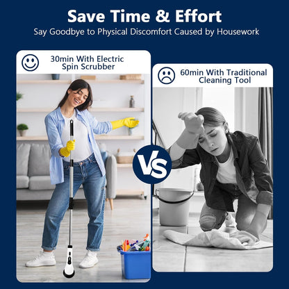 Comparison of time-saving benefits of electric spin scrubber for bathroom versus traditional cleaning tools