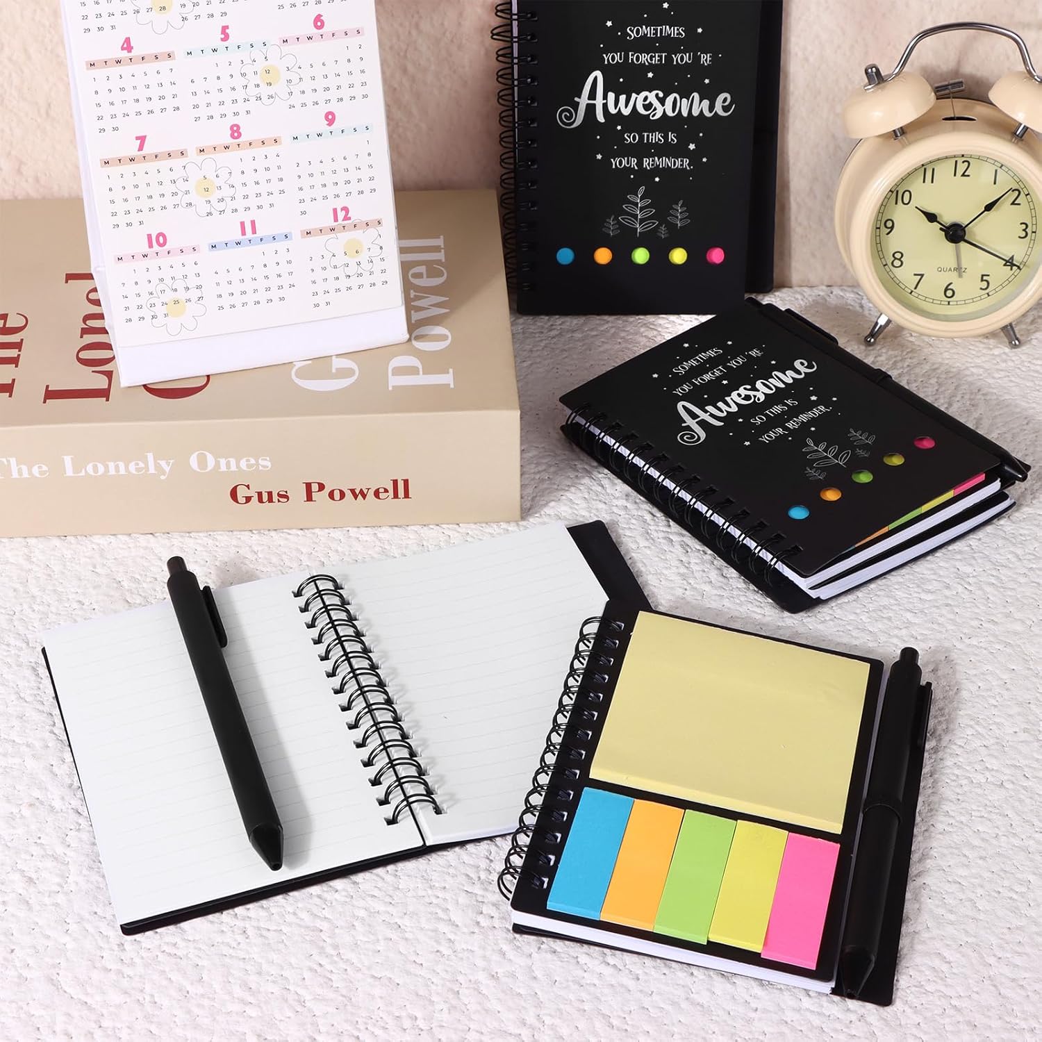 Stylish notebooks and sticky notes set as employee appreciation gifts bulk for team motivation