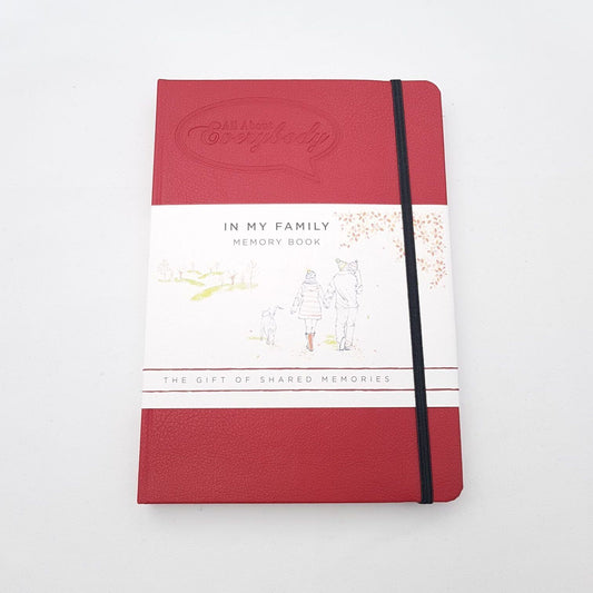 All About Everybody Family Memory Book in red cover for recording cherished family memories