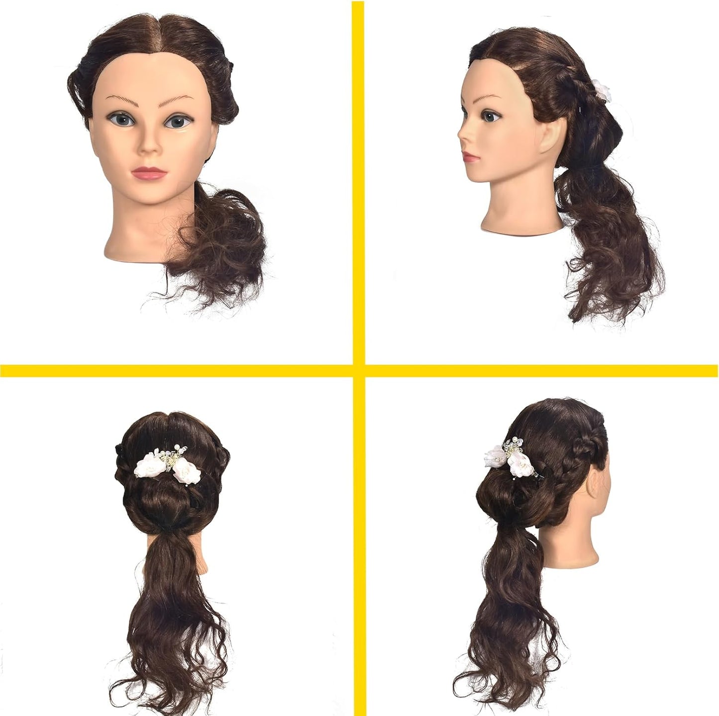 RUISIMEI female mannequin head 16-18 inch for displaying hairstyles with long, wavy hair