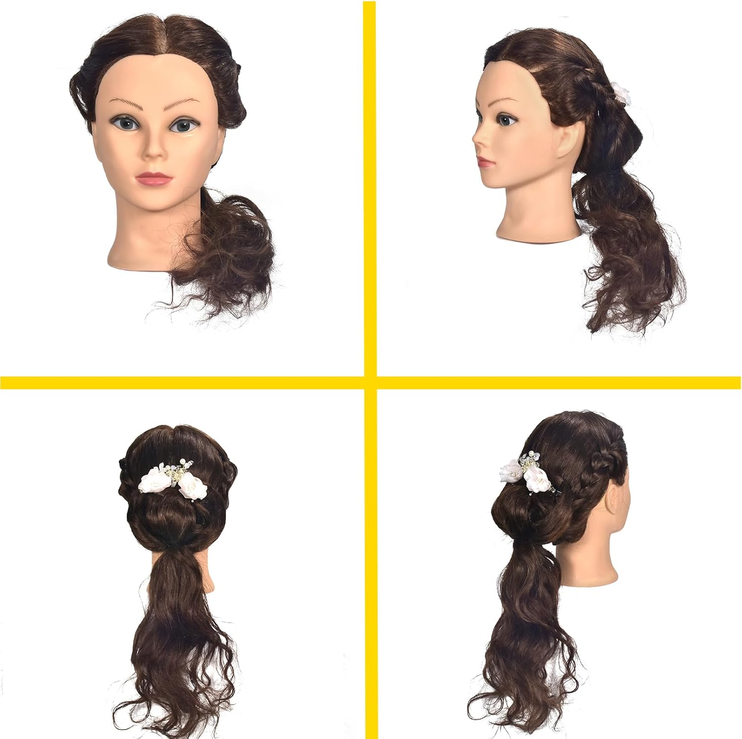RUISIMEI female mannequin head 16-18 inch for displaying hairstyles with long, wavy hair